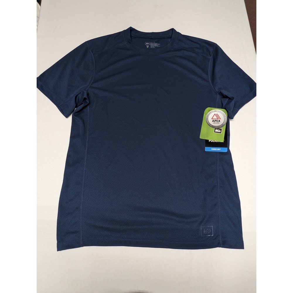 REI Mens Polartec Power Dry Lightweight Base Layer Crew Shirt‎ Orion Blue Medium